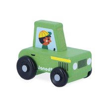 Fa toló kisautó traktor Countryside Green Wooden Tractor Cross Roads Janod zöld 12 hó-tól J05931