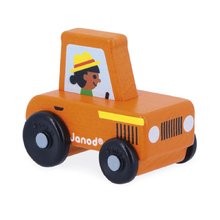 Fa toló kisautó traktor Countryside Red Wooden Tractor Cross Roads Janod piros 12 hó-tól J05932
