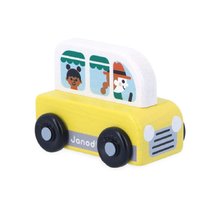 Fa tolós kisautó szállítókocsi Countryside Wooden Van Cross Roads Janod sárga 12 hó-tól J05936