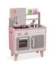 Drevená kuchynka pre deti Macaron Maxi Cooker Janod s otočnými gombíkmi ružová