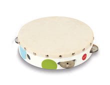 Drevená tamburína pre deti Confetti Tambourine Janod s realistickým zvukom od 3-8 rokov