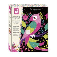 Maxi kreatívna sada Tvoríme so šnúrkami Džungľa String Art Jungle Animal Atelier Janod 2 karty a 300 klinčekov od 8 rokov J07970