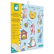 Mini kreatívna sada Zmršťovacie obrázky Shrink Plastic Decorations Cats & Dogs Atelier Janod výroba magnetiek a kľúčeniek 10 dekorácií od 7 rokov J091