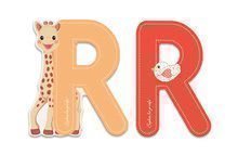 Drevené písmeno R Sophie The Giraffe Janod lepiace 7 cm  oranžové/červené