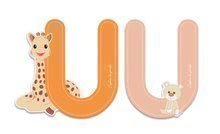 Drevené písmeno U Sophie The Giraffe Janod lepiace 7 cm oranžové/ružové