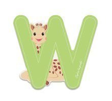 Drevené písmeno W Sophie The Giraffe Janod lepiace 7 cm zelené