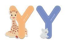 Drevené písmeno Y Sophie The Giraffe Janod lepiace 7 cm modré/oranžové