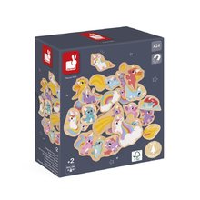 Drevené magnetky Jednorožce a Draky Unicorn & Dragon Magnets Janod 24 kusov od 24 mes J09645