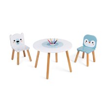 Drevený stolík so stoličkami Table and Chairs Polar Janod s pohárikom na farbičky J09650
