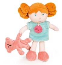 Păpușă pentru bebeluși Mrs Mint My First Doll Jolijou 21 cm în rochiță albastră cu cățeluș din material textlil de la 0 luni JJ6003