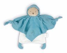 Ursuleț albastru textil Organic Cotton Doudou Bear Blue Kaloo de alintare pentru pătuț 20 cm în cutie cadou de la 0 luni