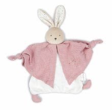 Textilný zajačik ružový Organic Cotton Doudou Rabbit Pink Kaloo na maznanie do postieľky 20 cm v darčekovom balení od 0 mes