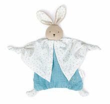 Textilný zajačik modrý Organic Cotton Doudou Rabbit Blue Kaloo na maznanie do postieľky 20 cm v darčekovom balení od 0 mes