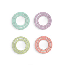 Set aktívnych hádzacích krúžkov pre rozvoj koordinácie MUFFIK 8 kusov priemer 11,5 cm a 16,5 cm