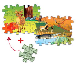 Senzorické puzzle Everlasting Les a Safari MUFFIK na rozvoj jemnej motoriky Srnka a Gazela