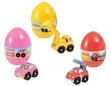 Stavebnica pre deti vo vajíčku Rýchle autá Abrick Écoiffier s osobným autom, bagrom a požiarnickým autom od 18 mesiacov