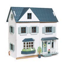 Casă de păpușă din lemn Dovetail House Tender Leaf Toys cu stil ultra cu 6 camere și cu pardoseală decorativă fără mobilă și figurine