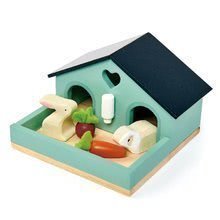 Iepuraș din lemn în căsuță Pet Rabit Set Tender Leaf Toys cu morcov