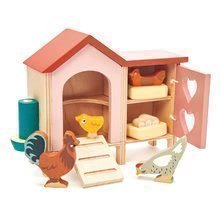 Coteț de găină din lemn cu găini Chicken Coop Tender Leaf Toys cu scară și ouă