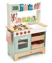 Dřevěná kuchyňka s bylinkami Kitchen Range Tender Leaf Toys s magnetickou rybou, mikrovlnka a sporák se zvuky