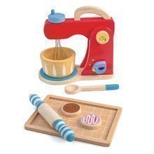 Mixer din lemn cu sunet Baker's Mixing Tender Leaf Toys set cu 7 bucăți cu ustensile de bucătărie și prăjituri