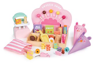 Magazin din lemn cu dulciuri Sweetie Pic'N'Mix Shop Tender Leaf Toys cu cântar bomboane și acadele de la 3 ani
