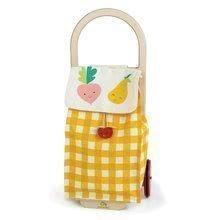 Nákupný vozík z textilu Shopping Trolley Yellow Tender Leaf Toys s drevenou konštrukciou