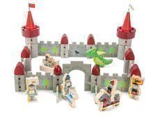 Drevený hrad Dragon Castle Tender Leaf Toys 59-dielna sada so šarkanom a vojakmi