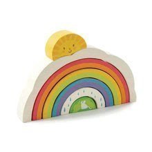 Tunel din lemn din curcubeu Rainbow Tunnel Tender Leaf Toys Puzzle de 7 bucăți de la 18 luni