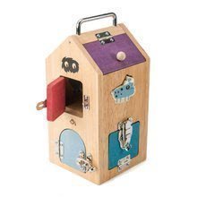 Căsuță din lemn cu monștrii Monster Lock Box Tender Leaf Toys 8 uși cu 8 încuietori diferiți și 2 monștrii