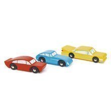 Dřevěná sportovní auta Retro Cars Tender Leaf Toys červené, modré, a žluté