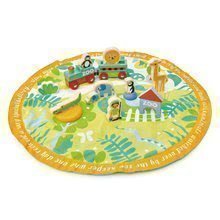 Parc din lemn cu animăluțe Safari Park Story Bag Tender Leaf Toys în geantă rotundă de pânză cu model de junglă