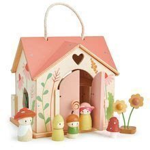 Drevený lesný domček Rosewood Cottage Tender Leaf Toys s hojdačkou záhradkou a 4 postavičkami