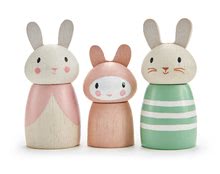 Familia iepurașilor din lemn Bunny Tales Tender Leaf Toys tata și mama cu iepuraș