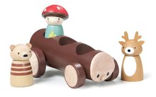 Taxi din lemn de pădure Timber Taxi Tender Leaf Toys din desenele Merrywood Tales cu 3 figurine TL8386