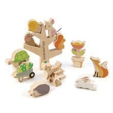 Dřevěná zvířátka lezoucí po stromě Stacking Garden Friends Tender Leaf Toys v plátěném sáčku od 18 měsíců