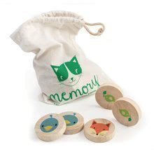 Pexeso din lemn Clever Cat Memory Tender Leaf Toys 20 cercuri cu 10 animăluțe de la 18 luni