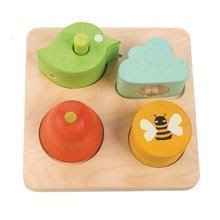 Forme din lemn cu sunet Audio Sensory Tray Tender Leaf Toys 4 feluri pe suport de la 18 luni