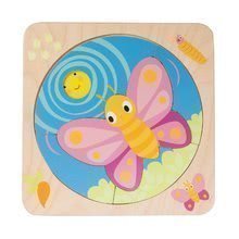 Puzzle din lemn dezvoltarea fluturelui Butterfly Life 4în1 Tender Leaf Toys 4 etape