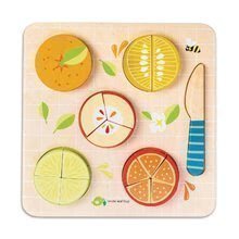 Puzzle din lemn fructe Citrus Fractions Tender Leaf Toys 16 piese pentru tăiere cu cuțitul de la 18 luni