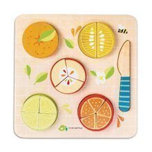 Fa gyümölcs puzzle Citrus Fractions Tender Leaf Toys 16 darabos készlet, késsel vágható 18 hó-tól