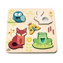 Drevené lesné zvieratká Touchy Feely Animals Tender Leaf Toys 5 ergonomických tvarov na doske od 18 mes