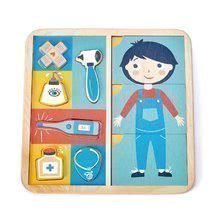 Fa puzzle emberi test Ouch Puzzle Tender Leaf Toys felépítése és kezelése, 12 darabos készlet
