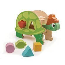 Broască țestoasă didactică din lemn Tortoise Shape Sorter Tender Leaf Toys cu cuburi de diferite forme de la 18 luni