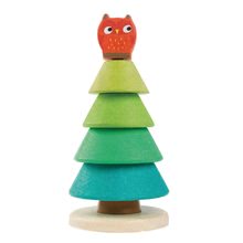 Puzzle din lemn brad de Crăciun cu bufniță Stacking Fir Tree Tender Leaf Toys cu 4 cercuri de la 18 luni