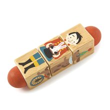 Cilindru din lemn Circus Twister Tender Leaf Toys cu animatori, vopsit de la 18 luni