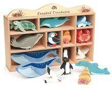 Drevené morské zvieratá na poličke 30 ks Coastal set Tender Leaf Toys 