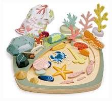 Puzzle didactic din lemn lumea mării My Little Rock Pool Tender Leaf Toys 33 piese în geantă textilă de la 3 ani TL8486