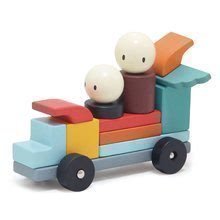 Fa mágneses építőjáték Racing Magblocs Tender Leaf Toys 14 autós építőkocka táskában