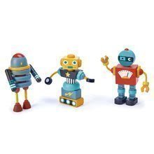 Figurine retro din lemn Robot Construction Tender Leaf Toys puzzle